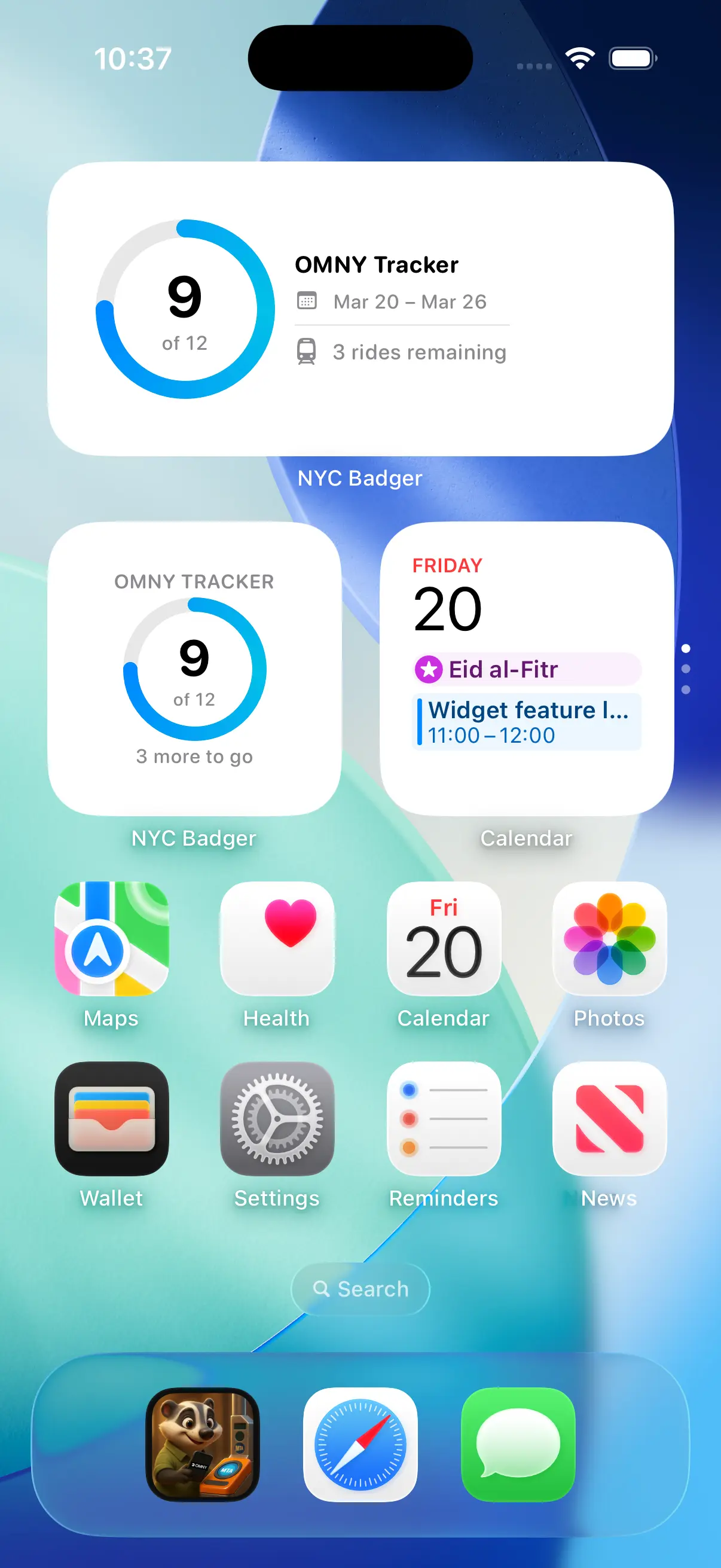 NYC Badger iOS widget